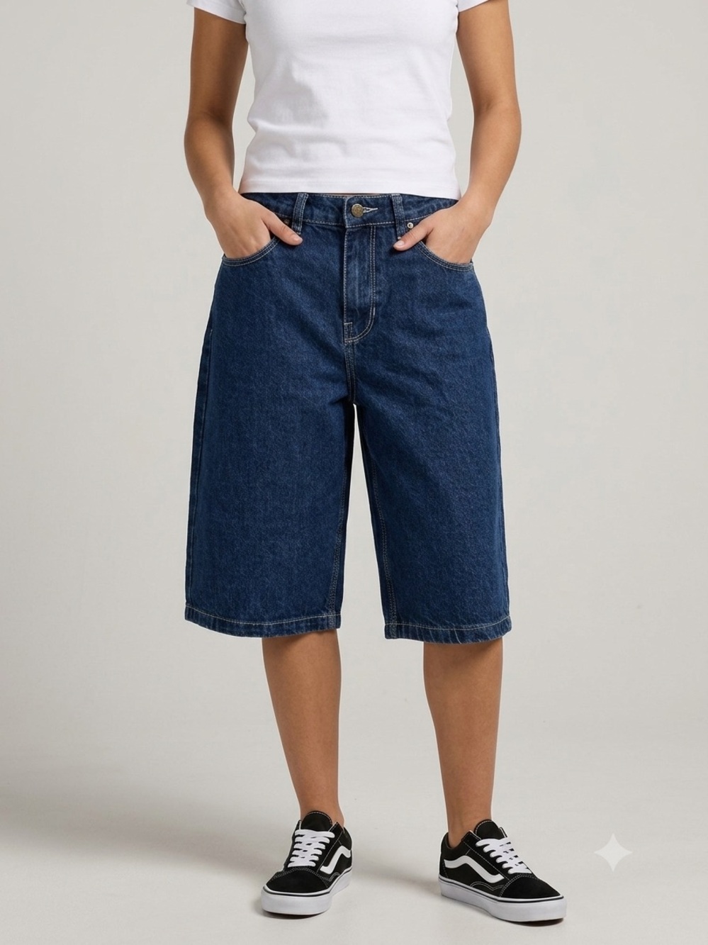 Empyre Sydney Baggy Denim Jorts Shorts Size 6 Blue Dark Wash Skater Y2K Graffiti